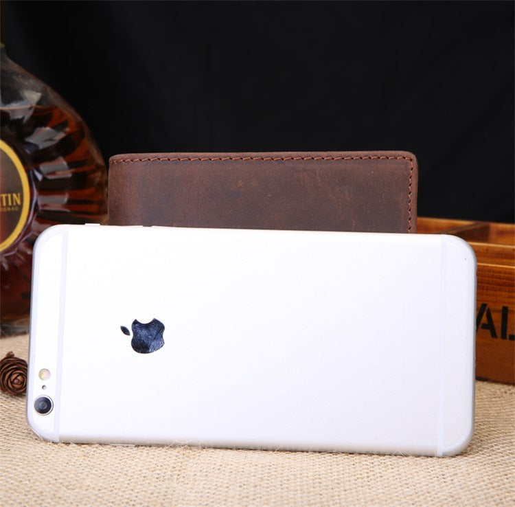 Wholesale Trade Men's Leather Genuine Business Short Clip Head Layer Cowhide Wallet